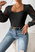 Frenchy Contrast Lace Bishop Sleeve Bodysuit